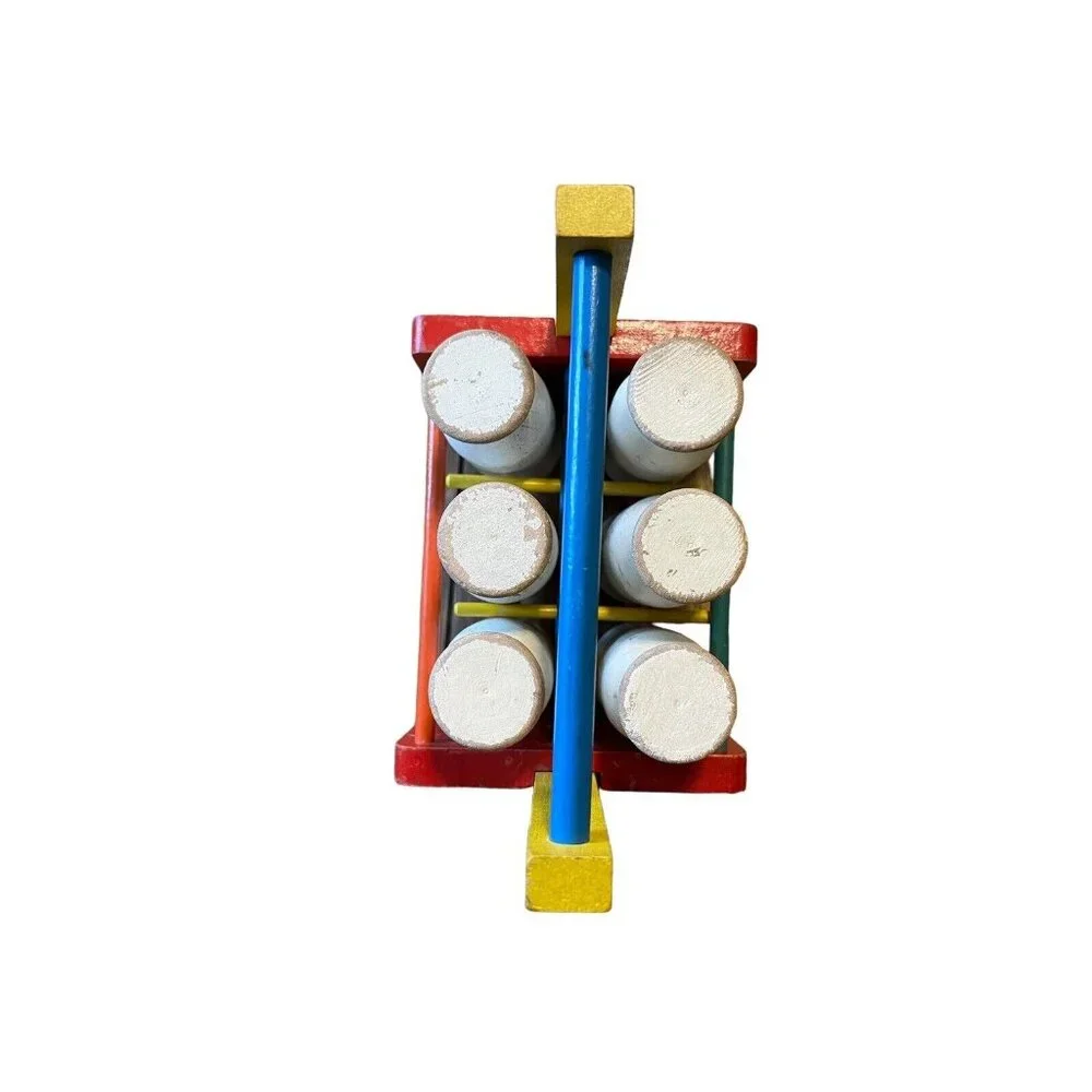 Vintage 1950s SIFO Wooden Milk Bottle Carrier‎ Toy, Learning Counting Children